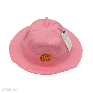 Good sale pink embroidery children outdoor fisherman hat