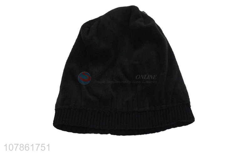 Fashion products black warm beanie cap knitted hat for sale