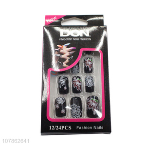 Wholesale Fashion Flower Pattern Full Cover Artificial Nail Tips Set