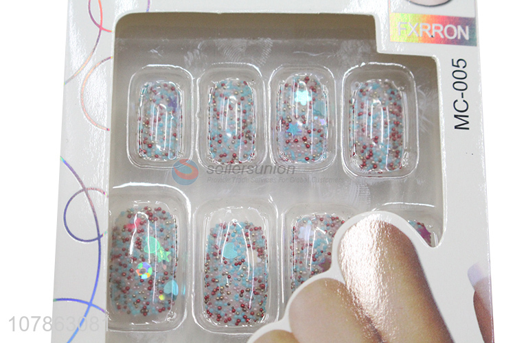 Wholesale Nail Art Glitter Artificial Nails Tips Set