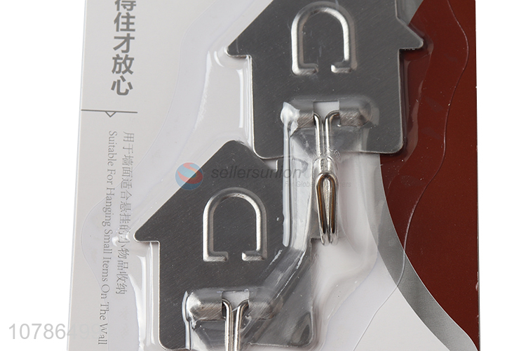 China wholesale heavy duty house shape stainless steel sticky hooks