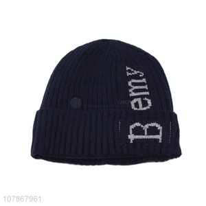 Yiwu wholesale blue embroidery woolen hat men sports warm knitted hat