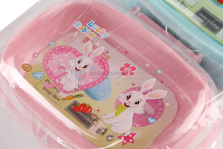 Good quality cartoon rabbit printed soap case travel soap box