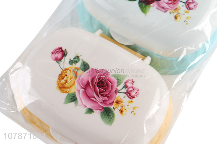 Hot selling rose printed waterproof plastic travel soap case