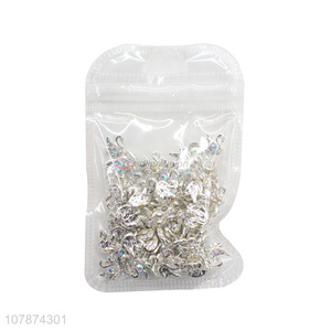 Factory direct sale silver swan with diamond ladies nail art accessories