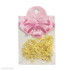 Yiwu wholesale golden bow decoration nail accessories for women