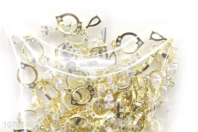 High quality golden hollow DIY nail art metal accessories for girls