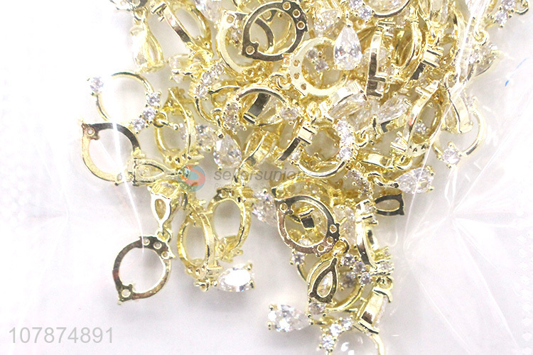 High quality golden hollow DIY nail art metal accessories for girls