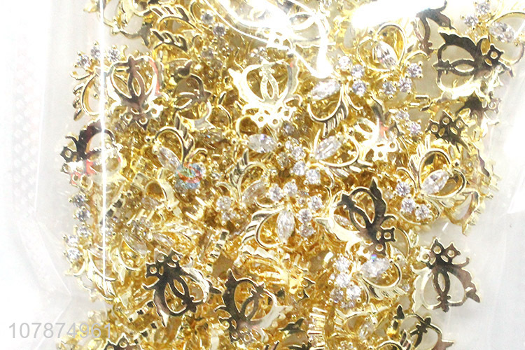 Hot Selling Golden Creative DIY Metal Nail Sticker Rhinestone
