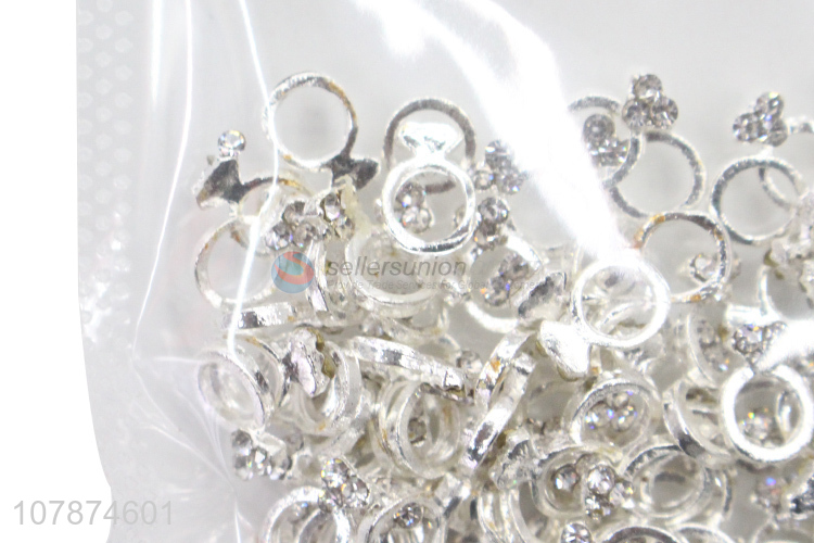 China export silver diamond ring nail art DIY jewelry metal nail stickers