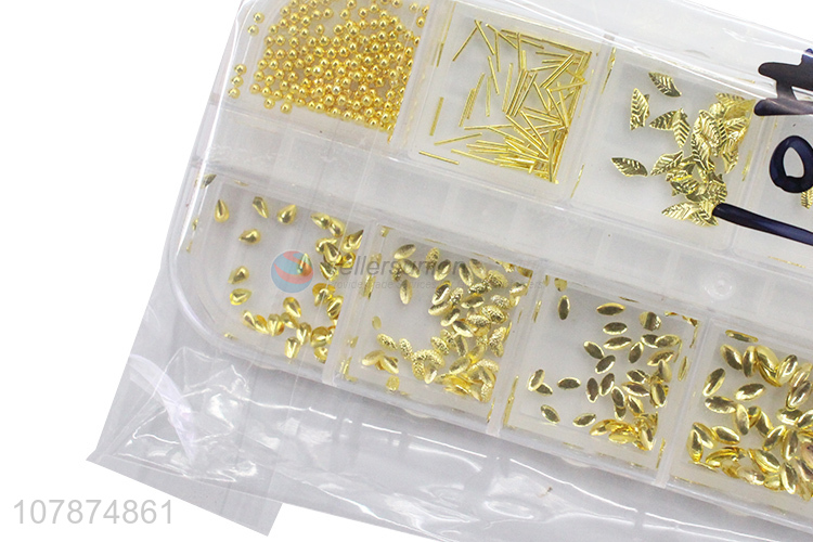 High quality golden mini nail art metal sticker diamond set