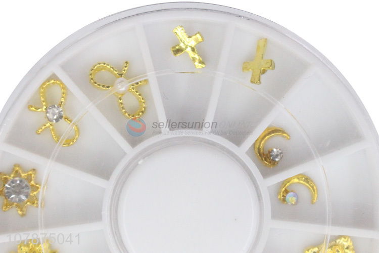 Good quality golden DIY metal nail art decorative sticker diamond