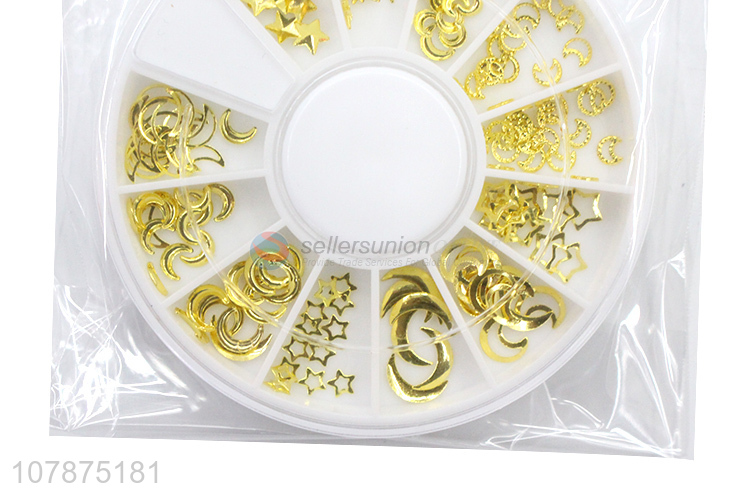 New design golden mini metal decoration creative nail art sticker set