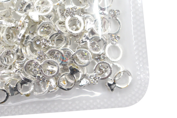 China export silver diamond ring nail art DIY jewelry metal nail stickers