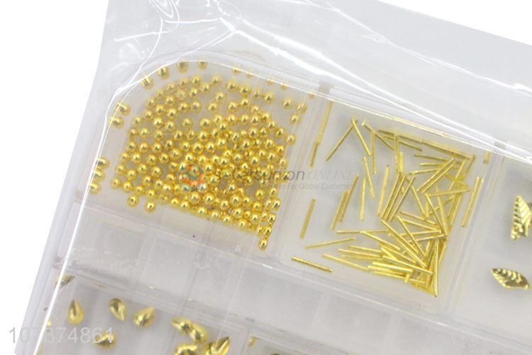 High quality golden mini nail art metal sticker diamond set
