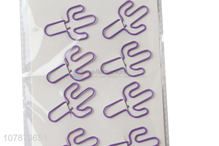Wholesale fashion colorful catcus shape paper clips for office and school