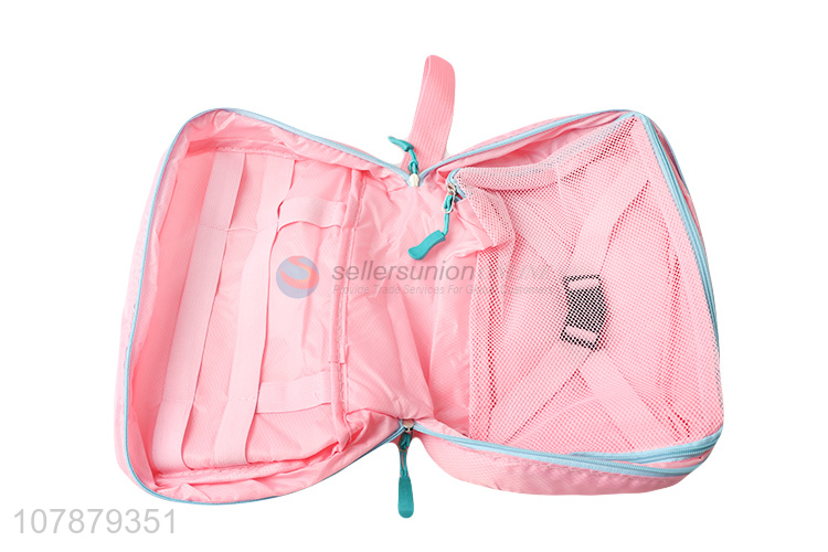 Hot sale pink portable waterproof cosmetic bag for ladies