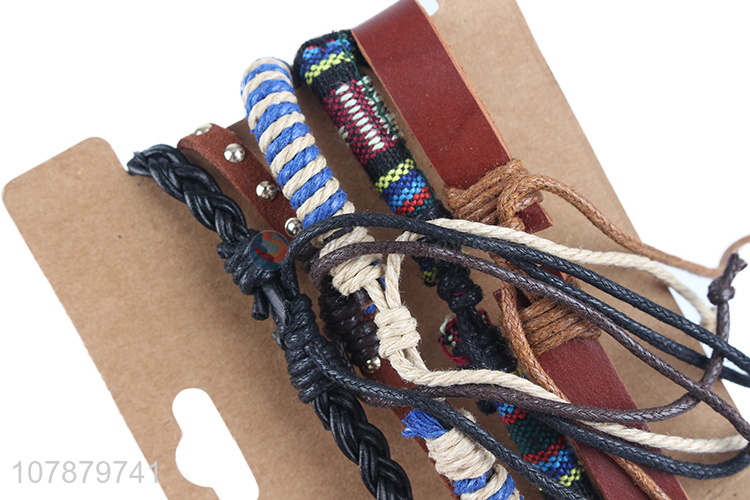 Good price durable handmade braided cowhide bracelet