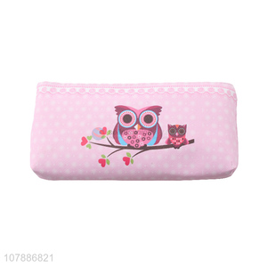 Good quality pink cartoon owl student stationery pencil case