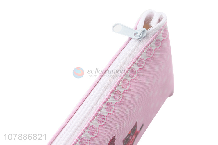 Good quality pink cartoon owl student stationery pencil case