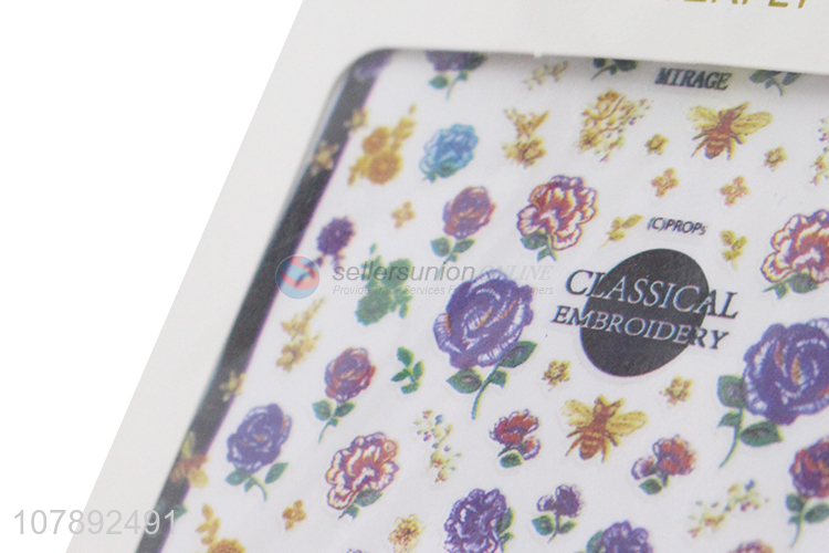 Low price eco-friendly flower pattern paper nail art stickers