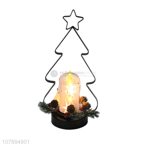 New arrival festive Christmas iron art led candle for tabletop decoration