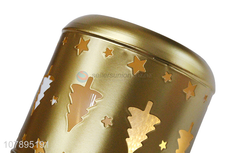 Wholesale popular gold led Christmas wax candle jar Christmas candle holder