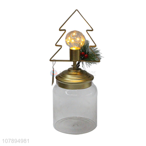 China manufacturer creative led glass Christmas tree night lamp storage jar