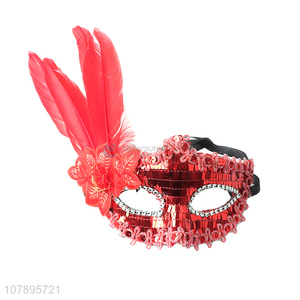 New design red party feather mask masquerade mask for sale