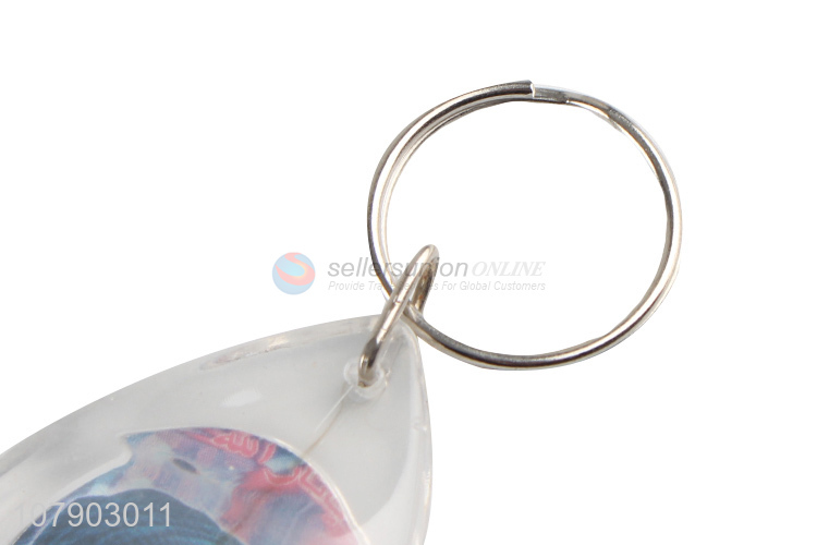 Good Sale Custom Printing Acrylic Drop Shaped Key Ring Keychain