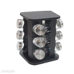 High quality glass spice bottle set with rack for household