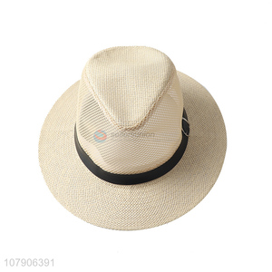 Hot selling summer adults paper straw fedora hat beach panama hat wholesale