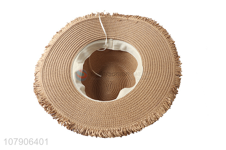 New arrival leopard print wide brim paper straw hat beach panama hat