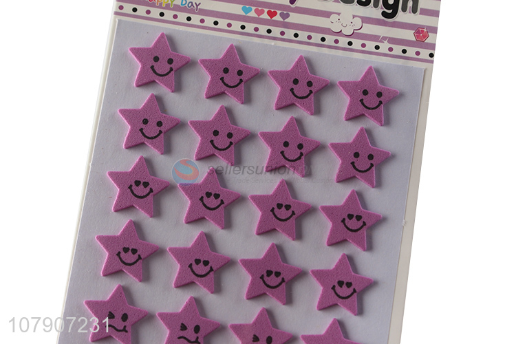 Hot selling pink five-pointed star sticker for children toys