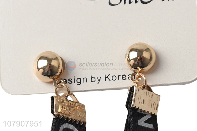 Wholesale cheap price black ribbon earrings women jewelry