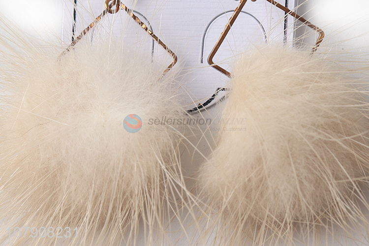 Factory price fashion products plush ball women earrings wholesale