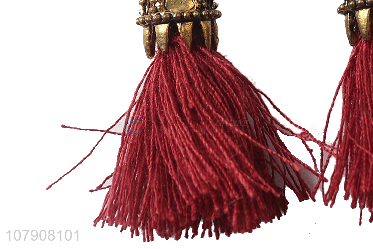 Popular product chinese style red tassel earrings for jewelry