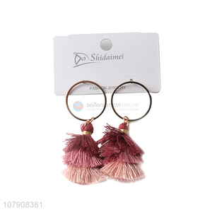 Hot sale fashion use thread make delicate tassel earrings stud