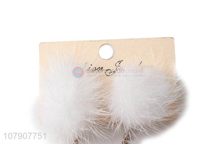 Good sale decorative women jewelry fuzzy earrings with pearls