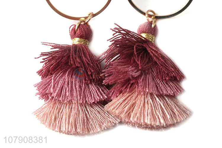 Hot sale fashion use thread make delicate tassel earrings stud