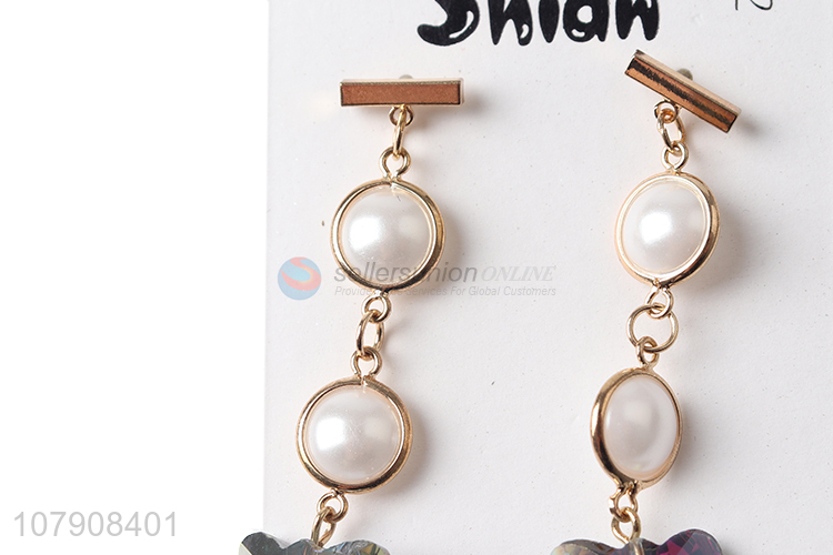 Cheap price long drop earrings with butterfly shape pendant