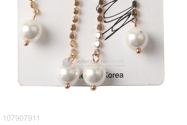 Cheap price fashion elegant pearl tassel drop earrings for women