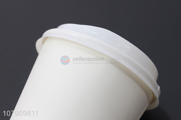 Hot selling white paper cup coffee drink cup with lid