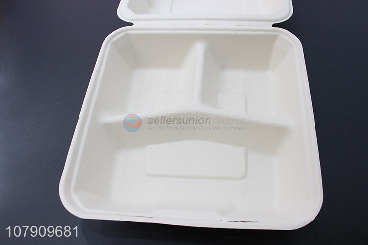 Good price white three-grid lunch box disposable takeaway box