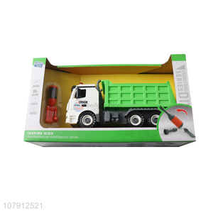 Recent product plastic toy vechicle diy assembled sanitation truck toy