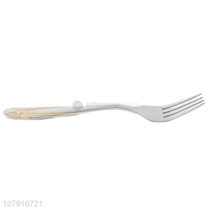 Low price stainless steel tableware fork with patterned handle