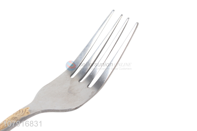 Top sale stainless steel patterned handle flatware tableware fork wholesale