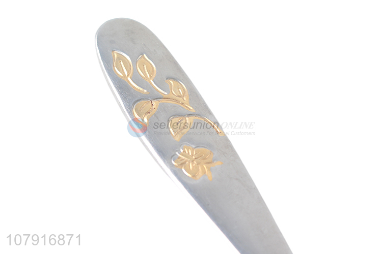 Good quality reusable stainless steel tableware fork with flower pattern handle