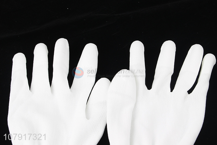 Good Quality White PU Fingertip Coating Glove Work Gloves