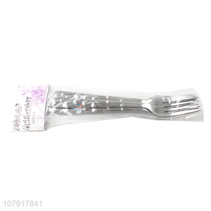 Factory direct sale silver short handle carved food grade fork